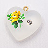 Frosted Heart with Flower - Jewelry Findings - Jewelry Charms - Heart Pendant