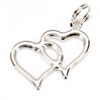 Double Heart Outline Charm - Silver - Heart Charm - Double Heart Charm