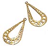 Filigree Jewelry Findings - Filigree Earring Findings - Gold - Earring Findings - Teardrop Earring Findings - 