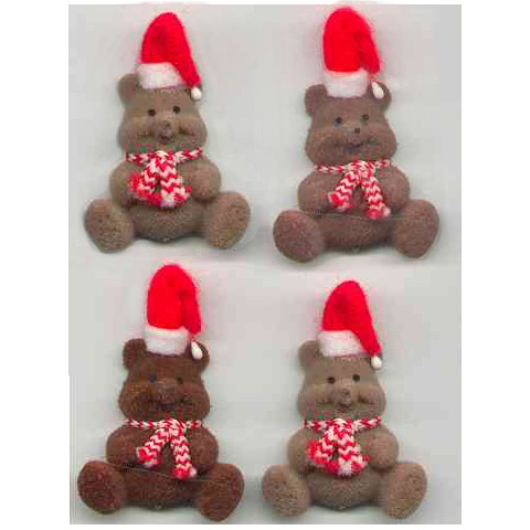 Mini Christmas Bears - Flocked Bears