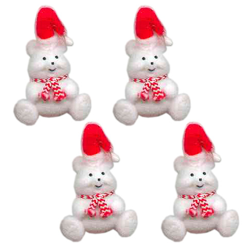 Flocked White Bear - Christmas Bear