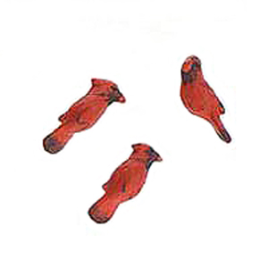 Plastic Cardinals - Mini Birds - Mini Cardinals