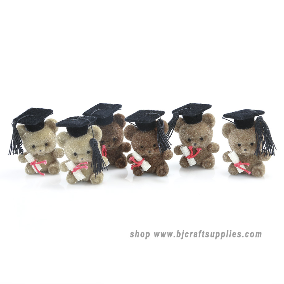 Flocked Bears - Graduation Decorations