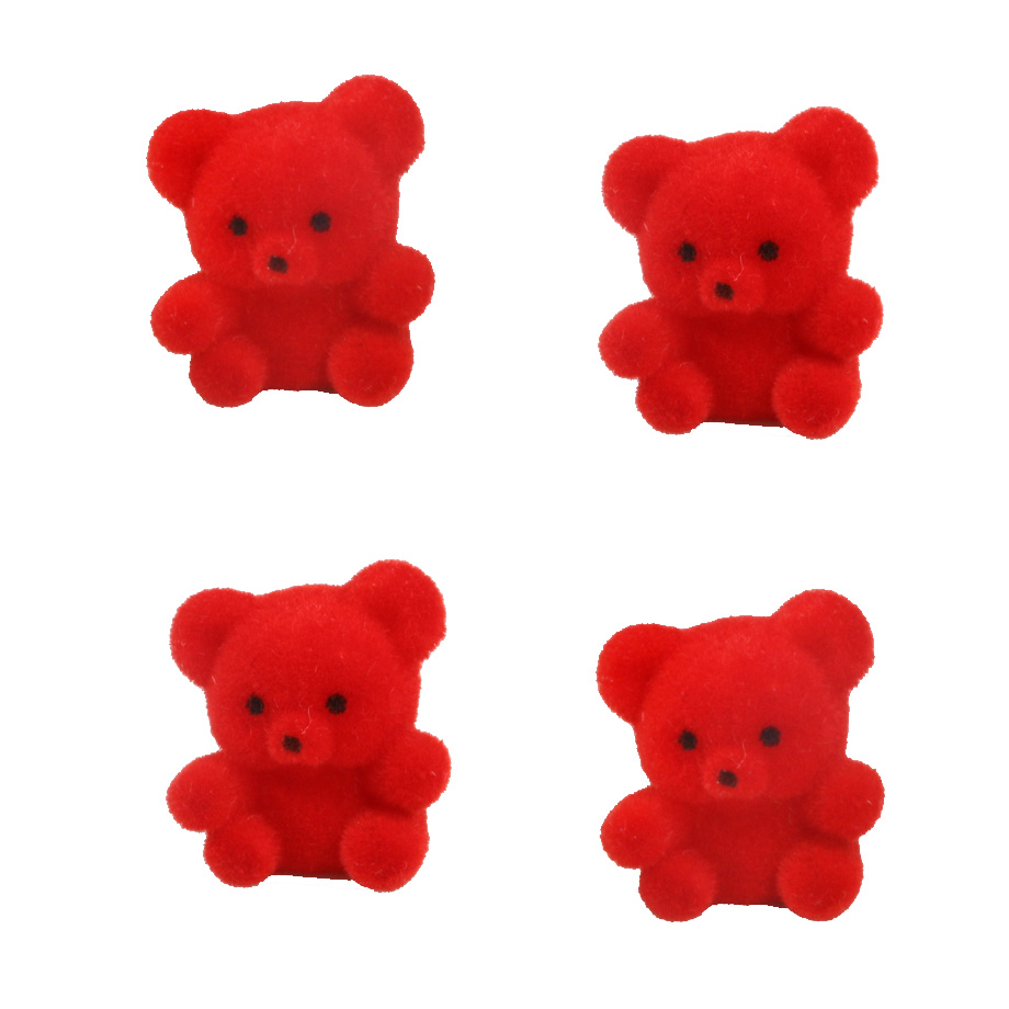 Flocked Miniature Red Bears
