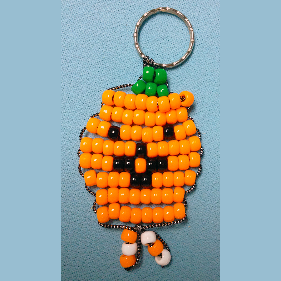 Finished Beaded Pumpkin Keychain - Craft Supply Depot