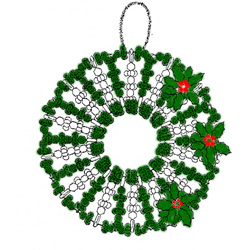Beaded Safety Pin Poinsettia Wreath - Beaded Christmas Wreath - Free Christmas Craft Instructions