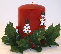 Free Holiday Craft Pattern - Holly and Snowmen Christmas Candles