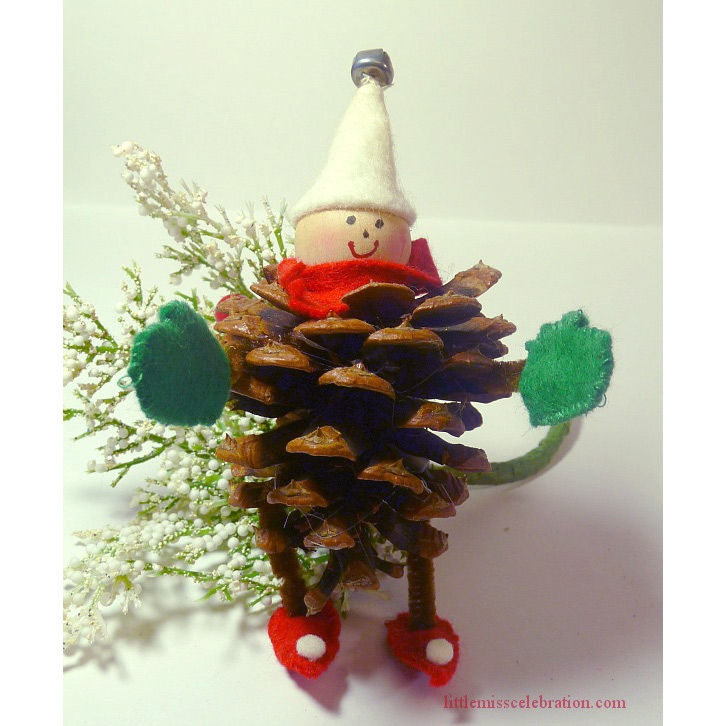Christmas Elf Craft with Pinecones