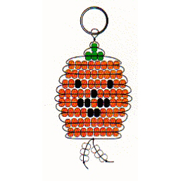 Halloween Key Chain Pattern - Free Beaded Pumpkin Keyring Pattern - Free Beaded Keyring Craft Instructions