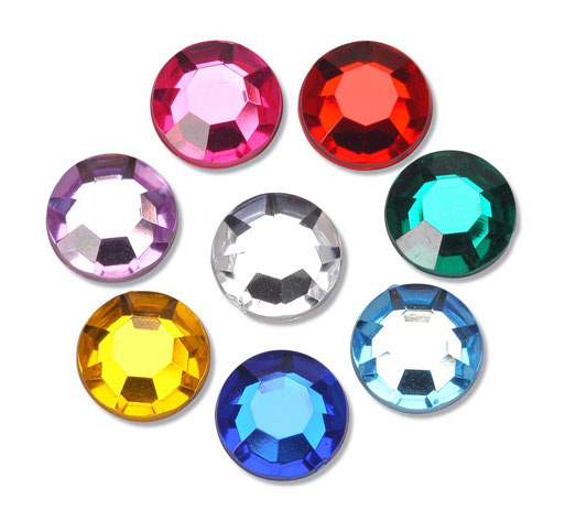 Round Acrylic Faceted Rhinestones - Round Top Faceted Flat Back Rhinestones