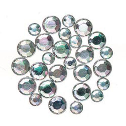 Round Acrylic Faceted Rhinestones - Round Top Faceted Flat Back Rhinestones
