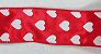 Wired Ribbon - Red With White Hearts - Wired Ribbon