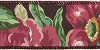 Wired Ribbon - Large Floral Print On Maroon - Wired Ribbon